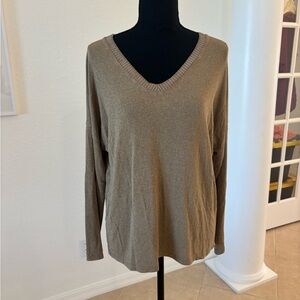 V-Neck Long Shimmer Half Sleeve Sweater.
